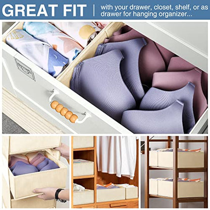 Drawer Organizer Clothes 12 Pack, Dresser Organizer for Nursery Bedroom Closet Organization and Storage - Baby Clothes Organizer Bins - Drawer Divider for Sock Underwear Bra Ties (Beige)