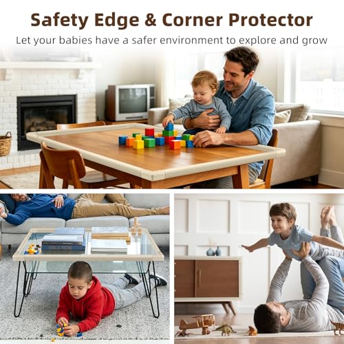 Edge Protector, Baby Proof Corners and Edges Foam Corner Protector Guards | Furniture Corner & Edge Safety Bumpers Covers 13 ft Edge Cushion for Table, Crib, Wall, Off White