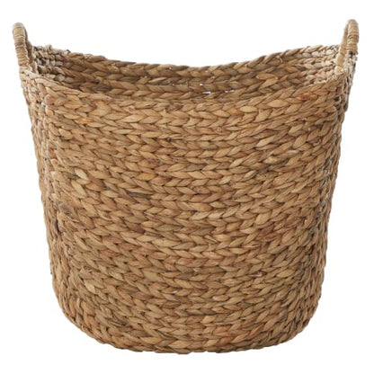 Deco 79 Seagrass Storage Basket, Large Woven Basket, 20" x 18" x 19", Brown | Handmade decorative and functional basket for storage with ring handles, baskets for organizing, room decor