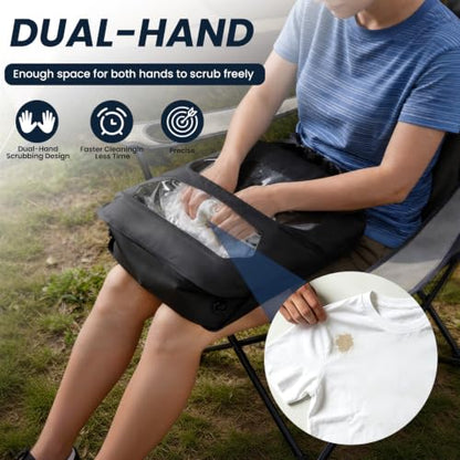 Portable Travel Washing Bag with 2-in-1 Air Valve Design | Travel Laundry Washing Bag Saves Water and Space for Camping, Cruise, Van Life, Lightweight Travel Laundry Solution