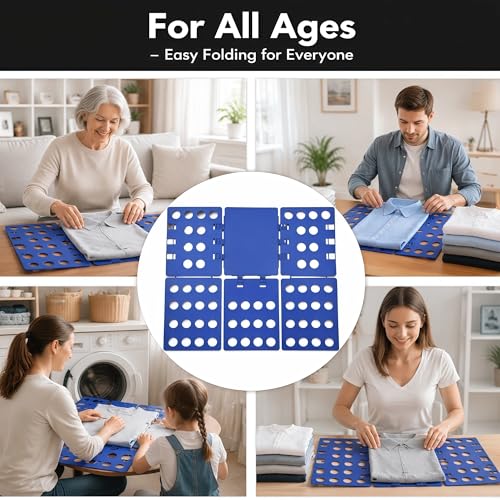 Shirt Folding Board, Shirt Folder - Folds Hoodies, Jeans & Shirts, Blue | Quick garment folding, heavy duty for thick clothes, for adults & kids, compact foldable design, no assembly required
