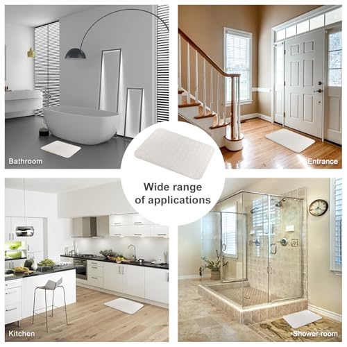 JUERLEN 2 Pack Diatomaceous Earth Shower Mat, Stone Bath Mat, Nonslip Super Absorbent Fast-Drying Hard Bath Mat for Bathroom Shower Floor, 24 x 16 inch, Grey and White Arrow Design