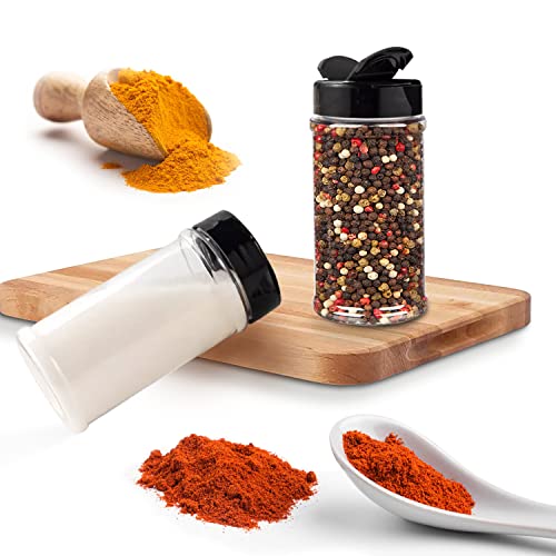 Plastic Spice Jars Bottle Containers with Black Cap, 16 Oz, 6 Pack