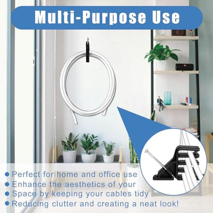 Cable Stackers 200 Pack, Multi-Cable Electrical Wire Clips with Steel Nails | Durable Black Plastic Electrical Wire Staples for Power and Telephone Cables, Hammer-In Design Organizes Thick and Thin Cords
