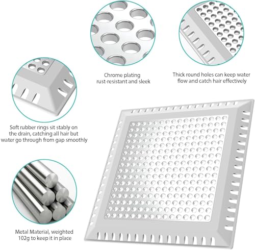 Aojuxix Shower Drain Hair Catcher/Drain Protector/Shower Drain Cover | Stainless Steel and Silicone Hair Trap for Bathroom Floor Drain (Patented Product)