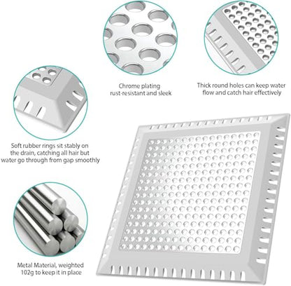 Aojuxix Shower Drain Hair Catcher/Drain Protector/Shower Drain Cover | Stainless Steel and Silicone Hair Trap for Bathroom Floor Drain (Patented Product)