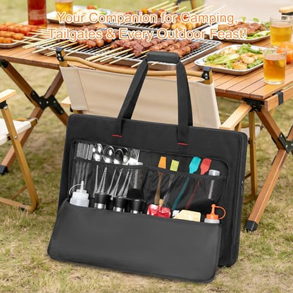 HODRANT Full-Size Griddle Storage Bag ith Pockets & Handles | Padded Flat Top Cover Compatible with Weber Spirit 300 Series & Genesis 300 Series Griddle, for Camping & Travel, Bag Only