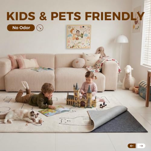 Rug Pad 5 x 7 Ft Non-Slip, Felt and Natural Rubber Backing, 1/4" Thick, Cushioned Gripper Pads, Keep Rugs in Place, Carpet Runners, Protective Padding Under Area Rugs, Hardwood Floors Protection