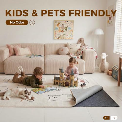 Rug Pad 5 x 7 Ft Non-Slip, Felt and Natural Rubber Backing, 1/4" Thick, Cushioned Gripper Pads, Keep Rugs in Place, Carpet Runners, Protective Padding Under Area Rugs, Hardwood Floors Protection