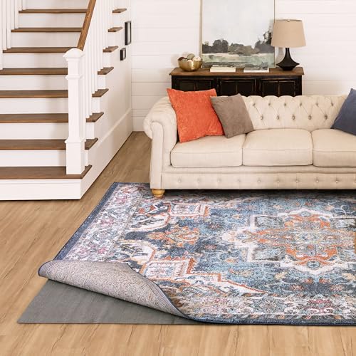 Mohawk Home Low Profile Waterproof Rug Pad Utility Solid Gray 9' X 12' Pet and Kid Proof Rug Pad Perfect for Kitchen, Living Room, Kids Room, Dining Room