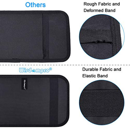 Wisdompro Car Sun Visor Organizer, Registration and Insurance Holder, Black | Auto Sunvisor Pocket, Truck Storage Pouch with Elastic Strap for Sunglass, Glasses, Documents, Cards, Pen, Drivers License