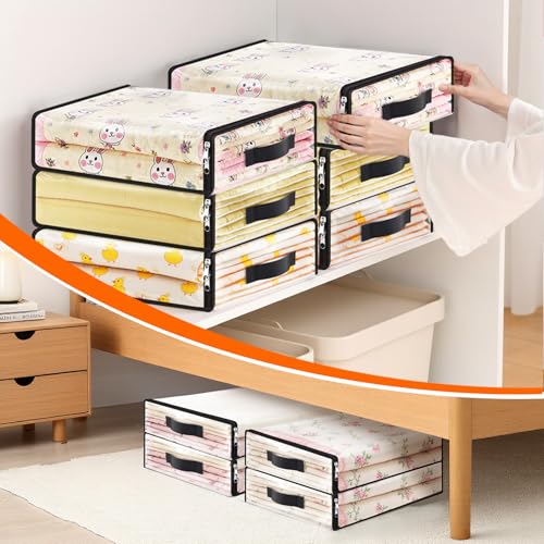 SpaceWhisper Clear Sheet Storage Bags, 8 Pack, 15.7 x 13.8 x 3.9 in | Sheet organizers and storage, zippered closure, thick plastic, reinforced handles, clothes, blankets, under-bed storage