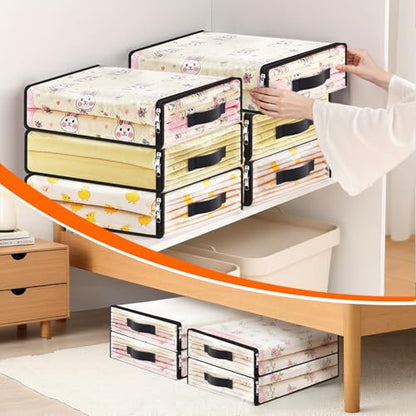 SpaceWhisper Clear Sheet Storage Bags, 8 Pack, 15.7 x 13.8 x 3.9 in | Sheet organizers and storage, zippered closure, thick plastic, reinforced handles, clothes, blankets, under-bed storage