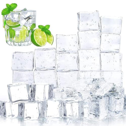 100 PCS Clear Fake Ice Cubes, 1x1x0.8Inch Acrylic Ice Vase Fillers | Table Centerpiece Photography Accessories Food Props, Table Scatter Decoration