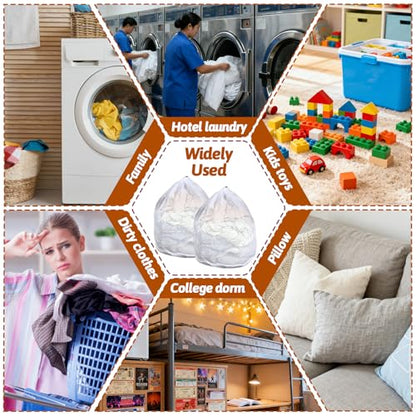20 Pcs Mesh Laundry Bags Bulk with Drawstring 20 x 24'' White Heavy Duty Mesh Bag Machine Washable Sturdy Large Net Laundry Wash Bag for Dormitory College Apartment Travelling Camping