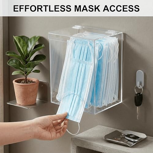 2 PCS Acrylic Hairnet Wall Dispenser, Clear Acrylic Wall Holder with Clamshell Lid and Bottom Access for Gloves Masks Shoe Covers, Desktop or Wall Mounted Disposable Supply Organizer
