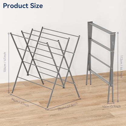 Whitmor Drying Rack Clothing,Large 12 Drying Poles Clothes Drying Rack,Foldable Portable Laundry Drying Rack for Air Drying Clothing,Towel,Delicate Eac for Indoor & Outdoor