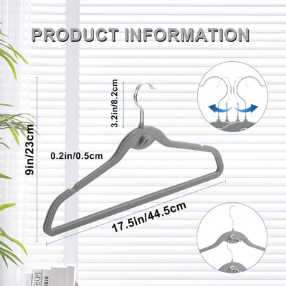 Multi-Color Velvet Hangers 50 Pack with Cascading Hooks, Non-Slip Black, Pink, White, Grey, and Purple Velvet Hangers for Clothes, Suits, and Coats
