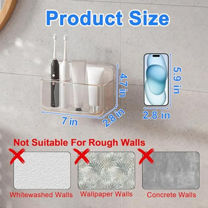 Wall Mount Organizer, 2Pc Small Adhesive Cabinet Door Organizer | Bathroom Shelf for Wall,No Drilling Hang Adhesive Shelf, with 3Pack Self Adhesive Tapes, for Bathroom, Kitchen, Living Room