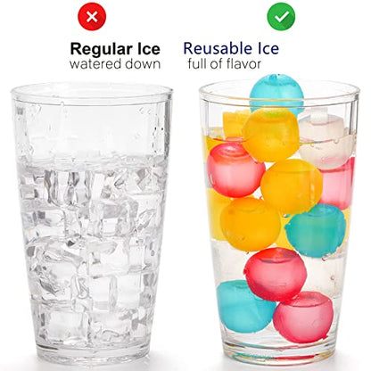ZOOFOX 200 Pack Reusable Ice Cubes for Drinks, Colored Plastic, Round for Cocktails, Wine, Beer, Beverage or Coffee, BPA Free, Refreezable