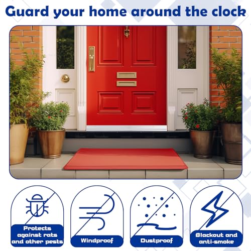 2 Pcs 36 Inches Metal Door Draft Stopper, Door Sweep, Mouse Stopper, Mice Seal Strip, Aluminum, Noise Blocker, Keep Rodents and Pests Out, Enhanced Weather Sealing, Easy to Install, Silver