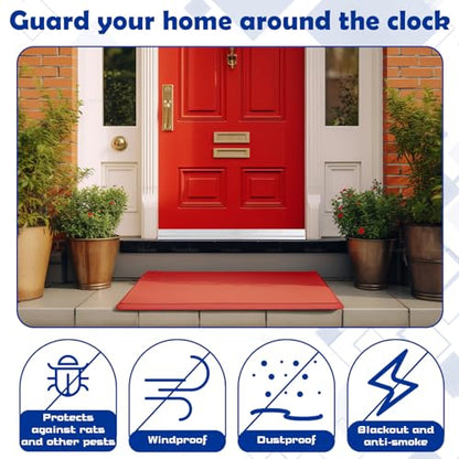 2 Pcs 36 Inches Metal Door Draft Stopper, Door Sweep, Mouse Stopper, Mice Seal Strip, Aluminum, Noise Blocker, Keep Rodents and Pests Out, Enhanced Weather Sealing, Easy to Install, Silver