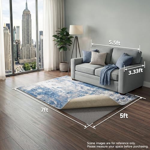 Veken 5x7 Ft Rug Pad Gripper for Hardwood Floors, Non Slip Dark Grey Rug Pads for Area Rugs, Thick Rug Grippers for Tile Floors, Under Carpet Anti Skid Mat, Keep Your Rugs Safe and in Place