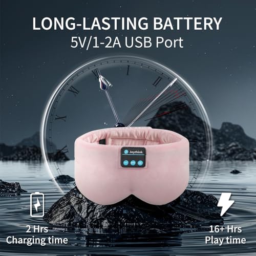 Joythink Sleep Headphones Bluetooth Sleep Mask Silk Kids Children Headband Earphones Bluetooth Eye Mask for Sleeping On Side Blackout Soft Sleep Earphones Music Eye Cover