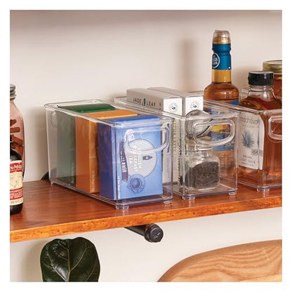 iDesign Slim Clear Plastic Stackable Storage Bin, Tall Narrow, 4-Pack | Kitchen or Pantry Organizer