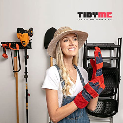 Garage Wall Organizer, Shovel Holder Wall Mount, 48" Double Hooks | 300 lbs, adjustable double-layer tool hangers for garage wall, holds ladders, shovels, rakes, hoses & power tools