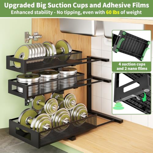 Under Sink Organizer,3-Tier Heavy Duty Pull out Cabinet Organizer Shelf | Height Adjustable,Thickened Metal,Slide out Storage Drawer Rack for Kitchen Bathroom Pantry Laundry Home Organization