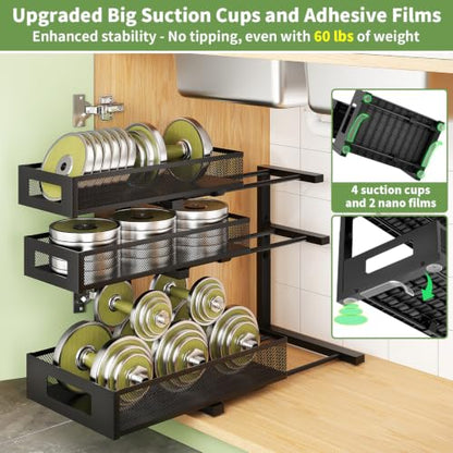 Under Sink Organizer,3-Tier Heavy Duty Pull out Cabinet Organizer Shelf | Height Adjustable,Thickened Metal,Slide out Storage Drawer Rack for Kitchen Bathroom Pantry Laundry Home Organization