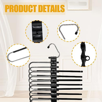 9 Layers Foldable Pants Hangers Space Saving Hanger Black