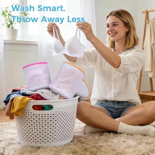 BAGAIL Laundry Bags Mesh Wash Bag for Intimates Lingerie and Delicates,4Pcs(Bra Wash Bag,6×6inch+7×7inch)