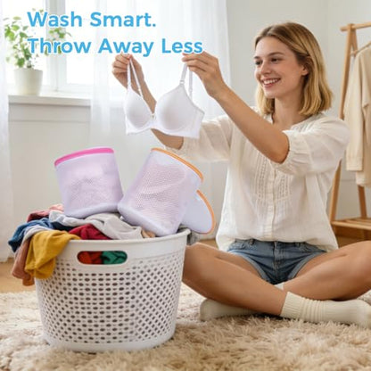 BAGAIL Laundry Bags Mesh Wash Bag for Intimates Lingerie and Delicates,4Pcs(Bra Wash Bag,6×6inch+7×7inch)
