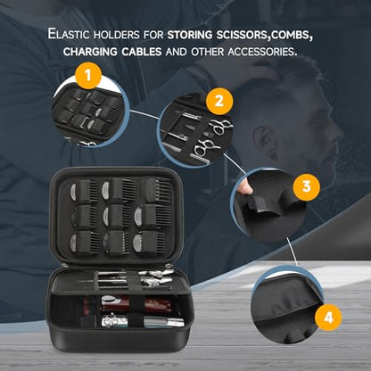 Hard Barber Accessories Case for Hair Clippers Cutting Barber Holder PU | Mens Hair Cutting, Barber Supplies Holder, Organizer Storage Bag, Guard Grooming Kit