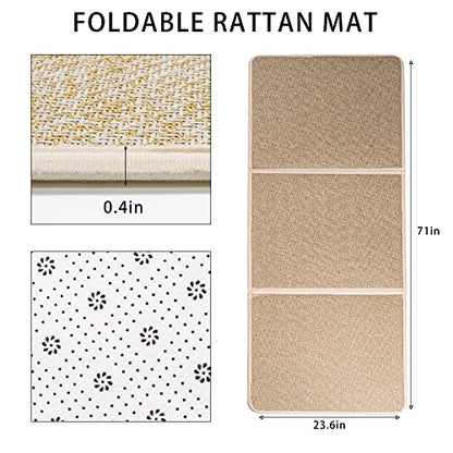 Japanese Tatami Mat Foldable Floor Mats Non-Slip Futon Mattress Sleeping Mat Summer Yoga Mat Indoor Outdoor Runner Rug Area Rug for Bedroom Living Room,Grey