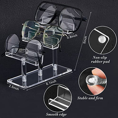 Sintuff 2 Pcs Eyeglasses Display Stand 3 Tiers Acrylic Sunglasses Holder Clear Sunglasses Organizer Frame Eyewear Glasses Stand for Glasses Shop Home Storage