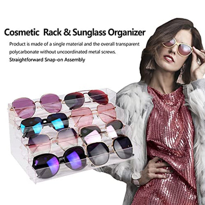 Sunglasses Organizer Countertop Stand, 4 Tier Sunglass Holder Display Rack, Nail Polish Organizer Acrylic Display Stand, Assembly Required
