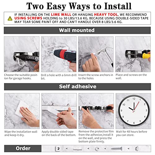 AceMining Broom Holder Wall Mount, 5 Racks 4 Hooks Heavy Duty Mop Organizer | Mop Holder Wall Mount and Broom Hanger for Garage, Laundry Room, Kitchen and Utility Storage