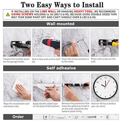 AceMining Broom Holder Wall Mount, 5 Racks 4 Hooks Heavy Duty Mop Organizer | Mop Holder Wall Mount and Broom Hanger for Garage, Laundry Room, Kitchen and Utility Storage