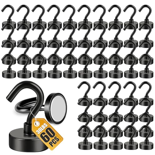 Magnetic Hooks, 30lbs 60pcs Cruise Cabin Essential... (Black)