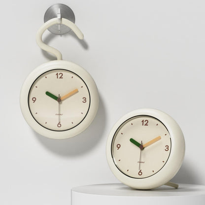 mooas Marshmallow Silent Bathroom Clock, Battery Operated (Ivory) | Silent Non-Ticking Bathroom Clock, Splash-Proof, Stand/Hook/Suction, Kitchen, Bathroom