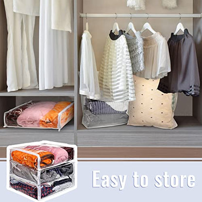 6 Packs Clear Zippered Storage Bags 16 x 14 x 4 Inch Sweater Moth Bags Vinyl Plastic Storage for Blankets Clothes Bed Sheet Organizer with Zipper for Closet Linen Sweater Clothes Comforters Pillow