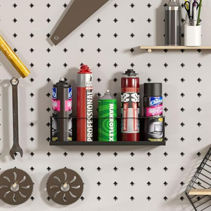 Heavy Duty Steel Spray Can Holder, Wall Mounted 4-Pack | Steel, holds 5 cans each, 16.5"W, rust-resistant, wall-mount hardware included, for garage/workshop tools, 4-pack