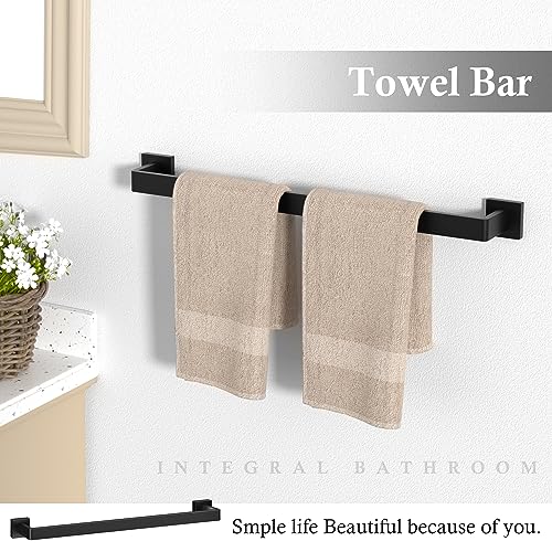 10-Pieces Matte Black Bathroom Accessories Set 23.6 Inch Towel Bar Set. | SUS 304 Stainless Steel Bathroom Hardware Set Towel Racks for Bathroom, Robe Towel Hooks, Toilet Paper Holder Wall Mounted.