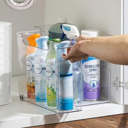 Sorbus Roll Out Bottle Organization Bins - 2 Sizes Pantry Under Sink Organizer with Wheels & Handles - Clear Plastic Organizing Containers for Cleaning Supplies - Kitchen Cabinet Laundry Room Storage