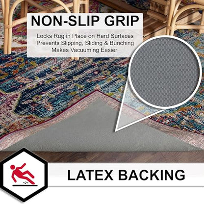 Mohawk Home 8’ x 10’ Non Slip Grip Rug Pad 1/8" Low Profile Felt Cushion + Rubber Gripper, Great For High Traffic Areas - Safe For All Floors