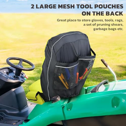 Riding Lawn Mower Seat Cover 600D Non Slip Tractor Seat Cover with Padded | Seat Covers Universal Fits for John Deere, Craftsman, Cub Cadet, Kubota, Troy Bilt and More, Padded Cushion, Non Slip Rubber
