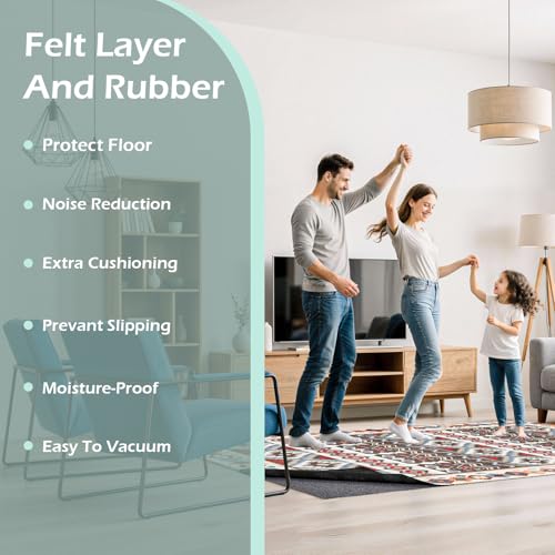 Non-Slip Rug Pads,8x10ft Waterproof Rug Pad,Carpet Pad for Hardwood,Tile,All Floors – Floor Protection,Cushioning, Anti-Slip Grip